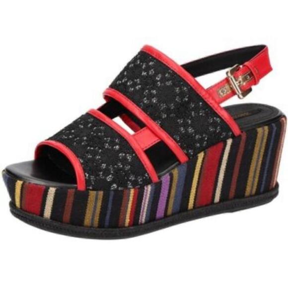 Women's Geox Sandals Size 38 Red/Black rainbow - Picture 1 of 6